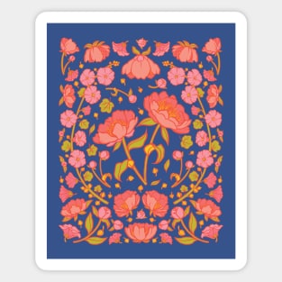 Peonies and Hollyhocks Folk Floral Magnet